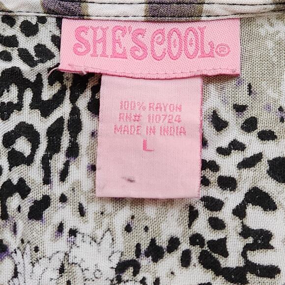 She's Cool Purple Black White Crisscross Bodice Mini Dress Large Batwing Sleeves - Picture 4 of 4